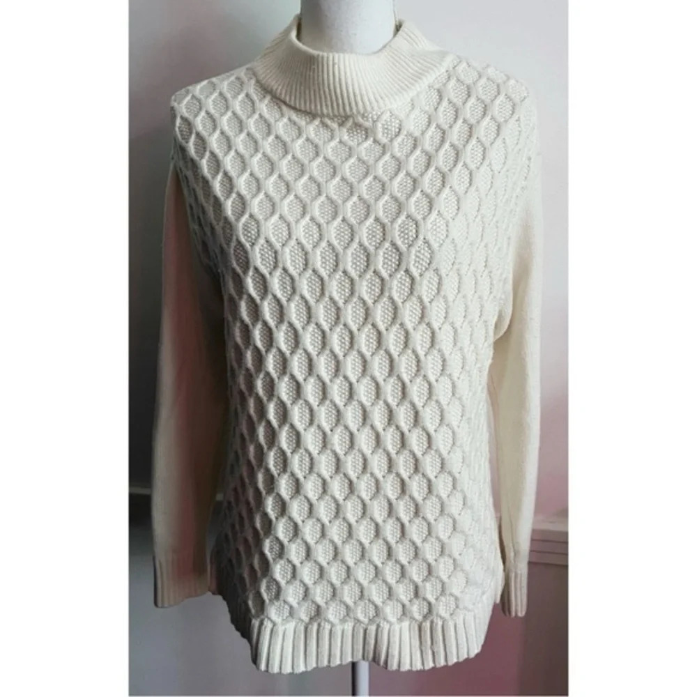 Talbots • Cream Ivory Mock Neck Sweater